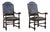 Pair of Early 18th Century Carved Wood Armchairs With Embossed Leather Upholstery For Sale