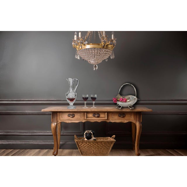 Glass Tall French Cut Crystal Wine Carafe For Sale - Image 7 of 8