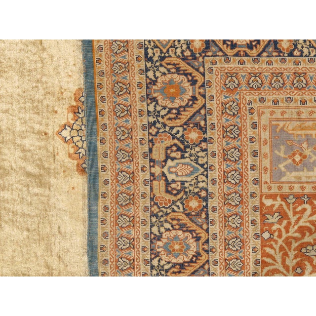 Textile Pasargad DC Antique Handmade Pure Silk Tabriz Rug For Sale - Image 7 of 8