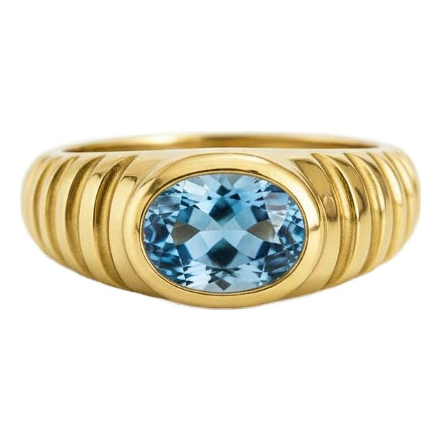 Oval Bezel Topaz Ring for Men Silver, Gold, Size 10 For Sale