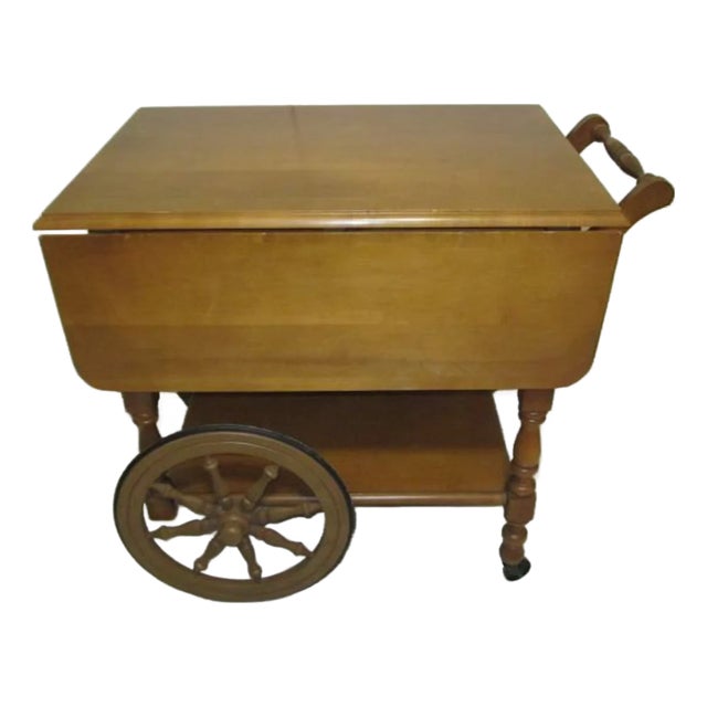 1960s Retro Rolling Wagon Wheel Bar Cart For Sale