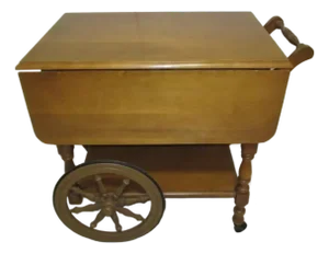 1960s Retro Rolling Wagon Wheel Bar Cart