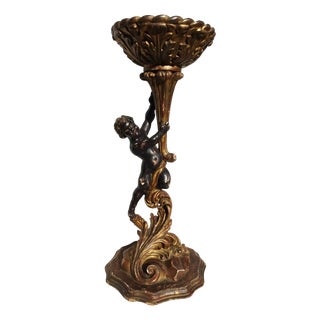 Antique Italian Carved and Gilded Wooden Plant Stand with Putti, 1890s For Sale