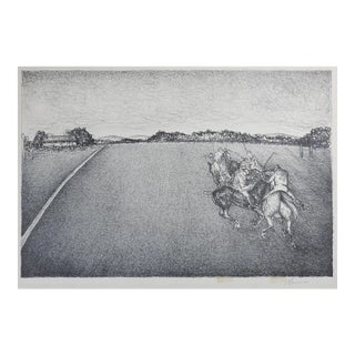 Early 20th Century Polo Players Horses Lithograph For Sale