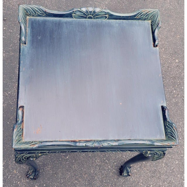 Early 20th Century Early 20th Century Chippendale Style Dark Green Painted Mahogany Side Table For Sale - Image 5 of 14