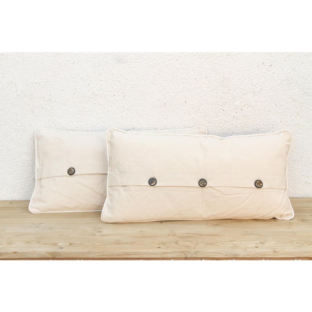 Pair of Anjar Mashru Lumbar Pillows For Sale In Los Angeles - Image 6 of 7
