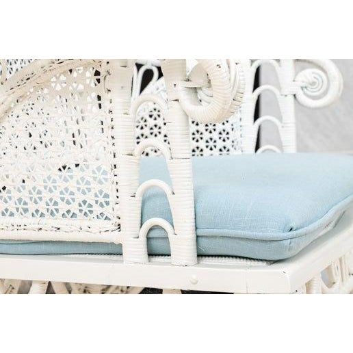 Vintage Wicker Arm Chair With Woven Star Motif For Sale - Image 4 of 13