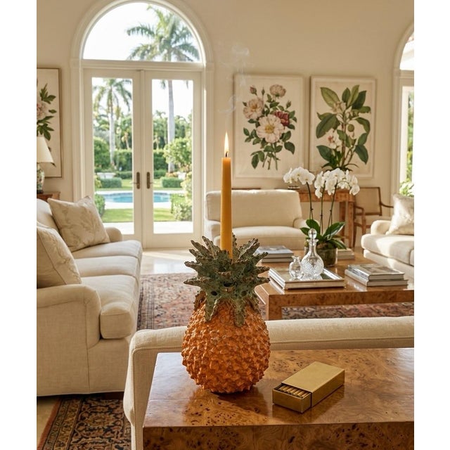 Vintage Italian Glazed Ceramic Pineapple Candleholder For Sale In West Palm - Image 6 of 6