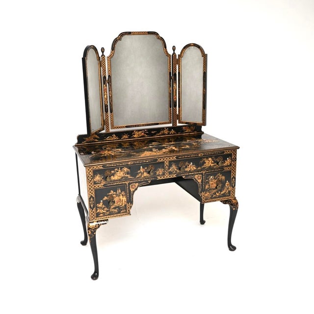 Antique Lacquered Chinoiserie Dressing Table, 1900 For Sale - Image 14 of 14