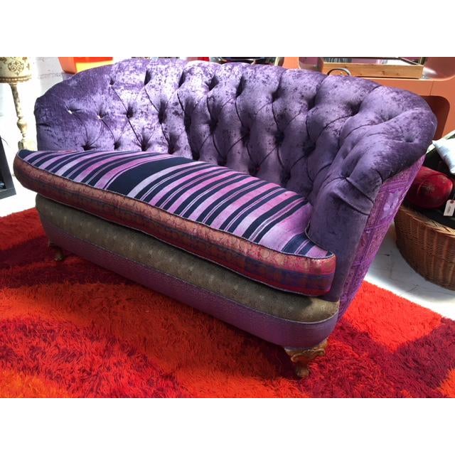 Reupholstered Upcycled Silk Purple Velvet Loveseat Chairish