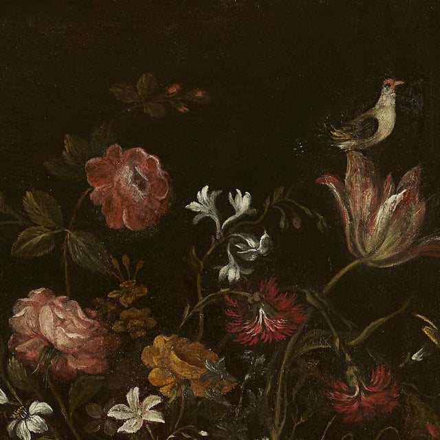 Still Lifes of Flowers, 1800s, Oil Painting on Canvas, Set of 2 For Sale - Image 6 of 11