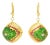 Late 20th Century Pair of 14K Yellow Gold Diamond Sapphire Fishes Earrings For Sale