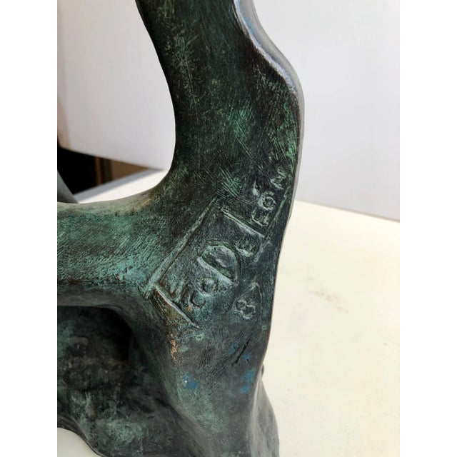 Unknown, Woman In The Moonlight at the Window Latin American Bronze Modernist Sculpture, 1985 For Sale - Image 4 of 13