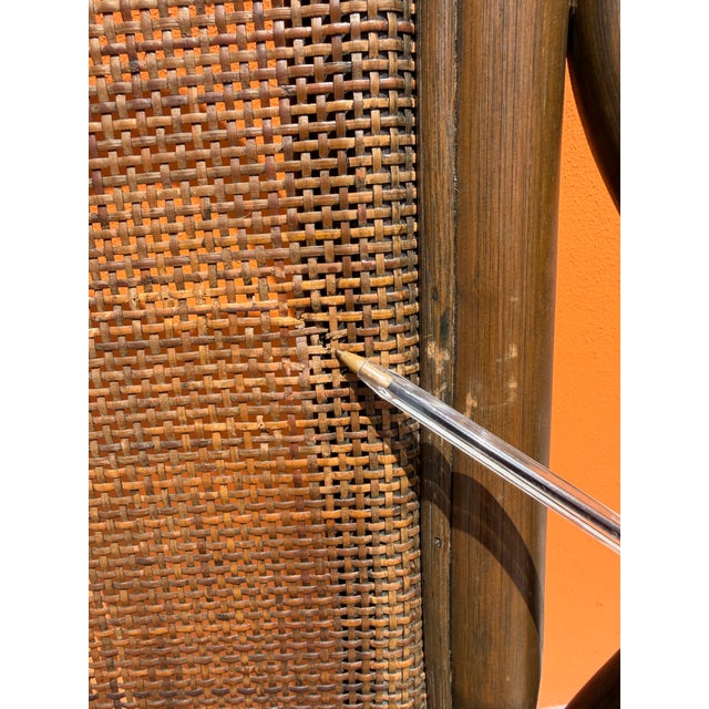Vintage Bent Rattan & Wicker High Back Chippendale Style Arm Chairs - A Pair For Sale - Image 18 of 18