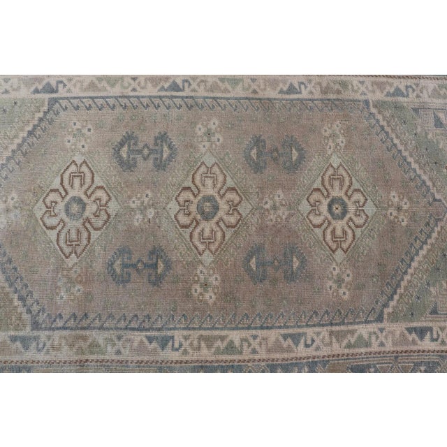 Taupe Vintage Turkish Rug With Unique Design in Blue, Taupe, Butter & Neutral Colors 4'6"x6'6" For Sale - Image 8 of 10