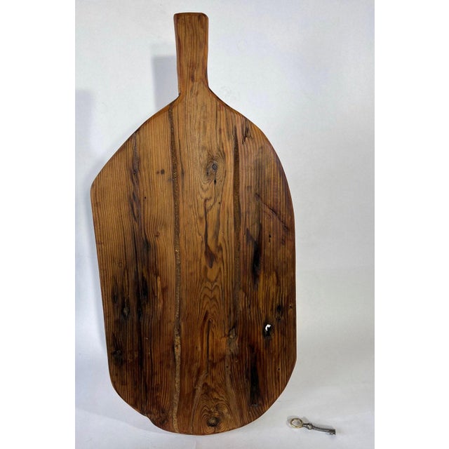 Contemporary Contemporary Large Oval Breadboard Made From Antique Reclaimed Wood For Sale - Image 3 of 9