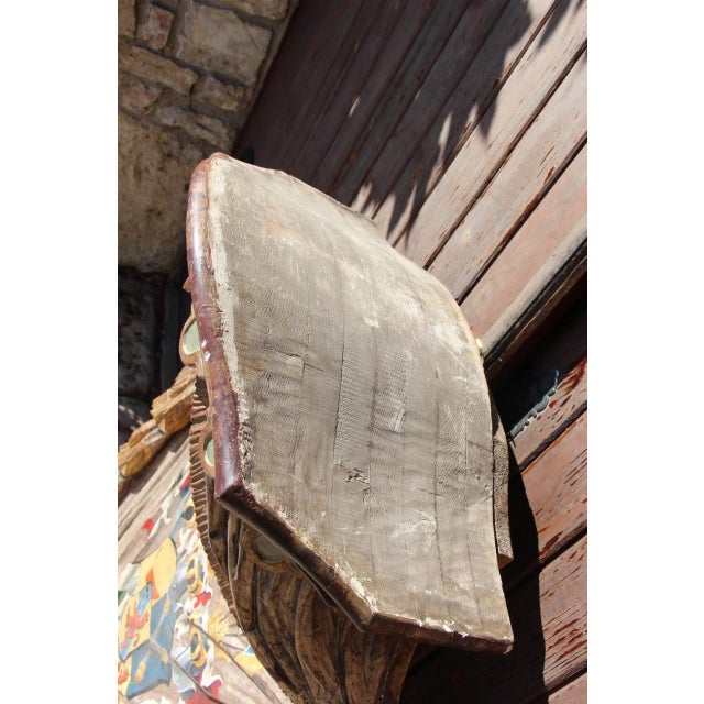 Large Heraldic Mantle in Carved and Painted Wood, 1890s For Sale - Image 10 of 11
