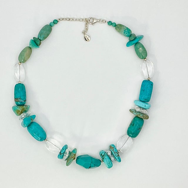Vintage Home is pleased to offer this vintage Barse Sterling Silver, Lucite and Faux Turquoise Nugget Beaded Necklace....