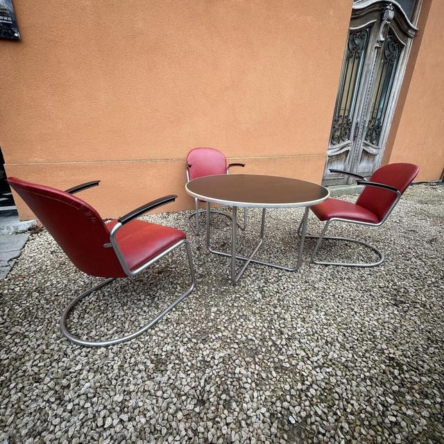 A rare Art Deco living room set with modernist accents, precursors to the Bauhaus movement, reminiscent of the work of...