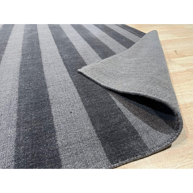 Textile 6x9 Yara Alluring Gray Stripe Geometric Modern Handmade Wool Carpet Rug For Sale - Image 7 of 8