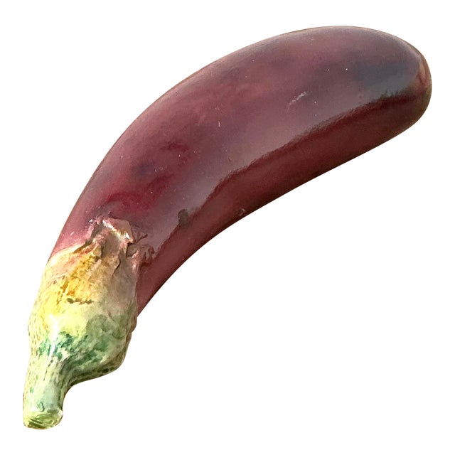 Vintage Italian Glazed Ceramic Eggplant For Sale