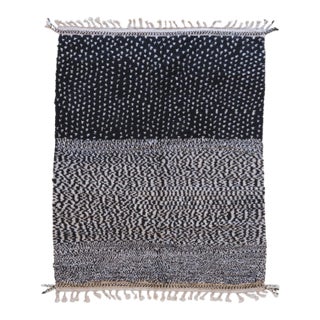Black Polka Dots Moroccan Wool Rug - 9.6 X 7.5 Ft For Sale