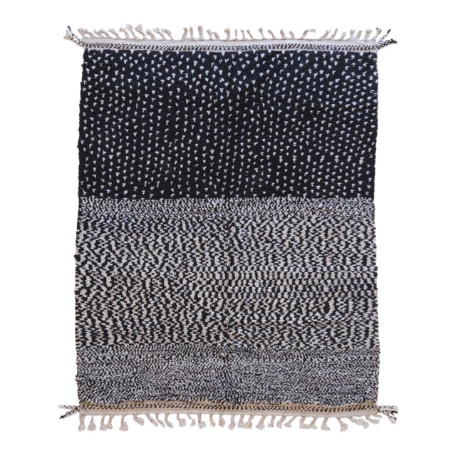 Black Polka Dots Moroccan Wool Rug - 9.6 X 7.5 Ft For Sale