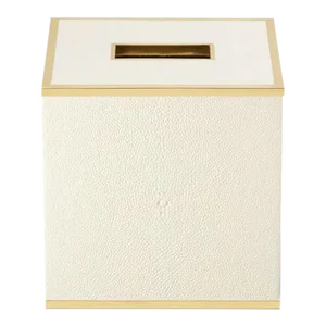 AERIN Classic Faux Shagreen Tissue Box Cover, Cream