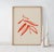 Abstract open edition giclee print. 20"x28" Elegant red leaves drawing on beige background. Printed on matte art paper...