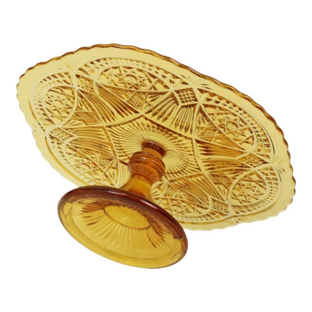 Goldenrod Art Deco Amber Cake Stand, 1930s For Sale - Image 8 of 15