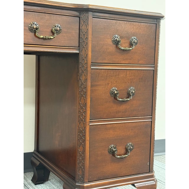 Antique Mahogany Art Deco Writing Desk For Sale - Image 10 of 12