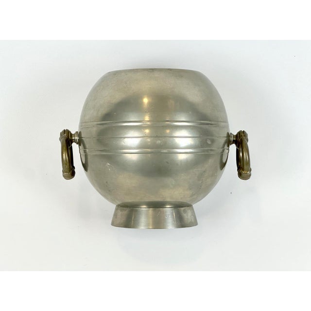 Metal Swedish Art Deco Pewter Globe Vase with Handles from GAB, 1935 For Sale - Image 7 of 18