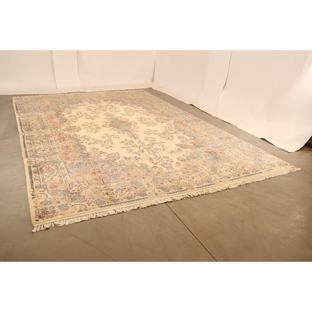 Mid 20th Century Kirmin Pattern Large Hand Tied 11' x 18' Fringed Area Rug For Sale - Image 5 of 18