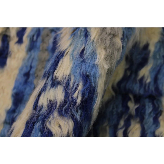 1990s 1990s Shabby Chic Moroccan Blue Wool Rug - 8′10″ × 12′1″ For Sale - Image 5 of 8