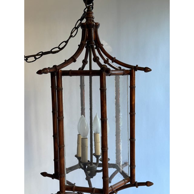 Paul Ferrante Faux Bamboo/Chinoiserie Hanging Lantern For Sale - Image 9 of 10