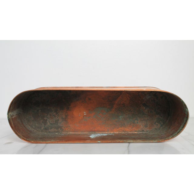 Brass Vintage Oval Elongated Footed Brass and Copper Reticulated Planter W/ Paw Feet For Sale - Image 8 of 14