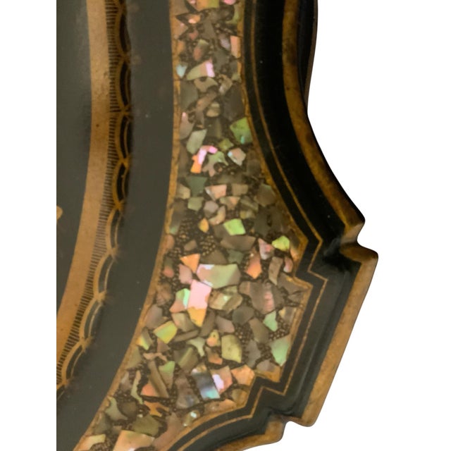 Antique Burgauté Black Lacquer & Mother-of-Pearl Sewing Table Circa 1850–1880 For Sale - Image 10 of 11