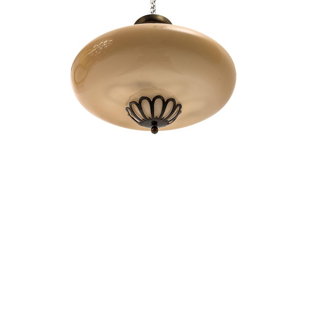 Swedish Grace Brass and Glass Ceiling Lamp by Harald Notini for Böhlmarks, 1929 For Sale - Image 3 of 12