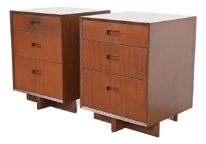 Frank Lloyd Wright for Heritage Henredon Taliesin Mahogany Bedside Chests, Newly Refinished