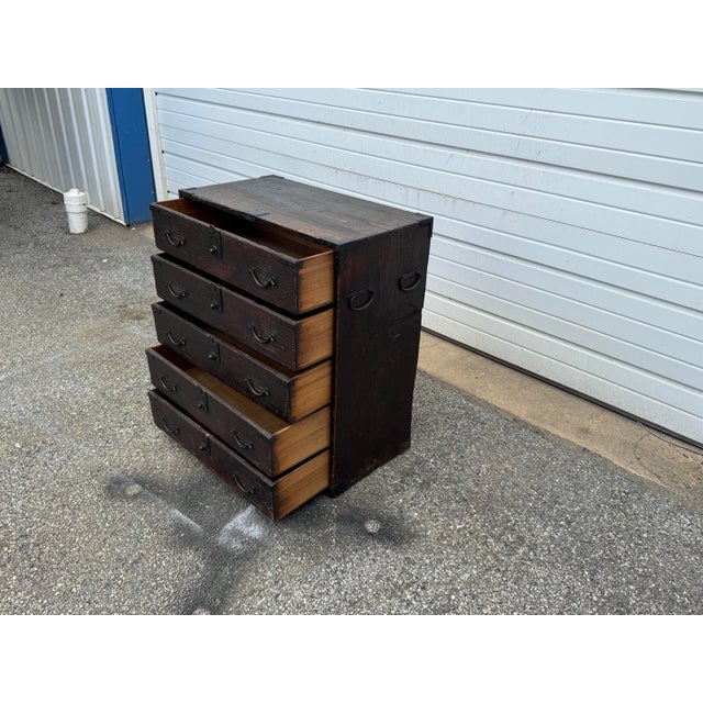 Brown Vintage Antique Pine Campaign Chest With Iron Hardware For Sale - Image 8 of 12
