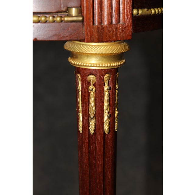 Pair of French Bronze and Marble Top Night Stands Attributed to François Linke For Sale - Image 10 of 11