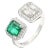 VR Jewels Vintage Inspired 1.18ct Square Cut Emerald Diamond Statement Ring in 18k White Gold For Sale - Image 4 of 10