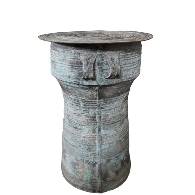 Southeast Asian Bronze Rain Drum Side Table For Sale - Image 4 of 9