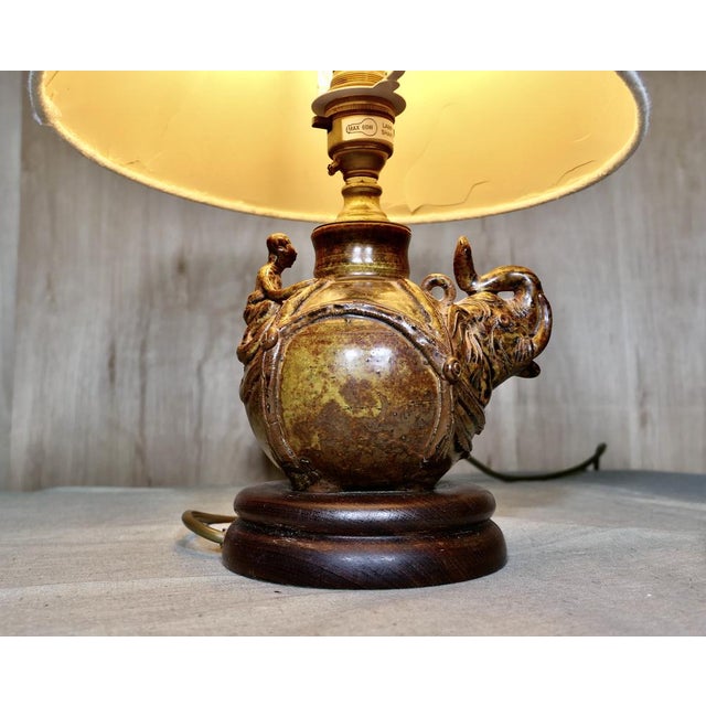 Ceramic Elephant with Rider Table Lamp, 1950s For Sale - Image 6 of 8