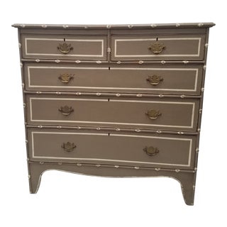 19th Century Traditional Grey and White Striped Chest of Drawers For Sale