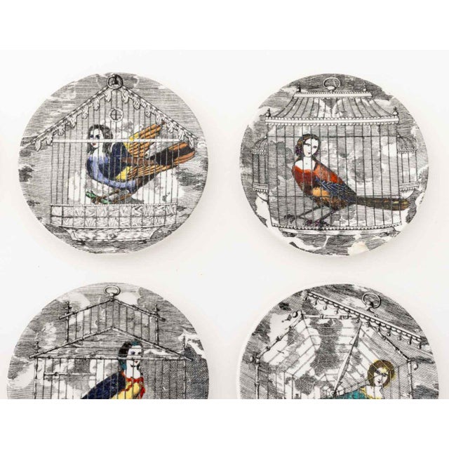 Mid 20th Century Fornasetti Le Arpie Gentili Porcelain Coasters, 8 For Sale - Image 5 of 10