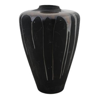 Large Mid-Centuyr Modern Iridescent Glazed Terracotta Vase For Sale