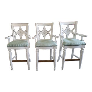 White Gold Accent Bar Stools - Set of 3 For Sale