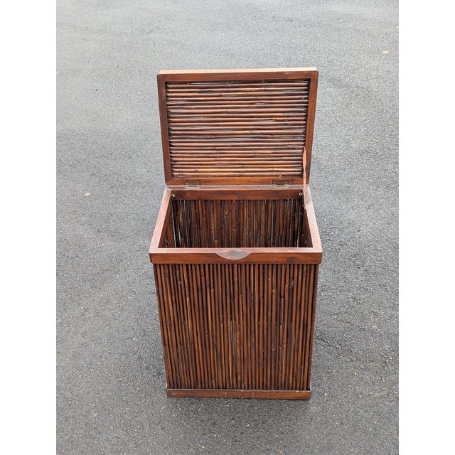 Wood Vintage Bamboo Washing Laundry Basket For Sale - Image 7 of 10