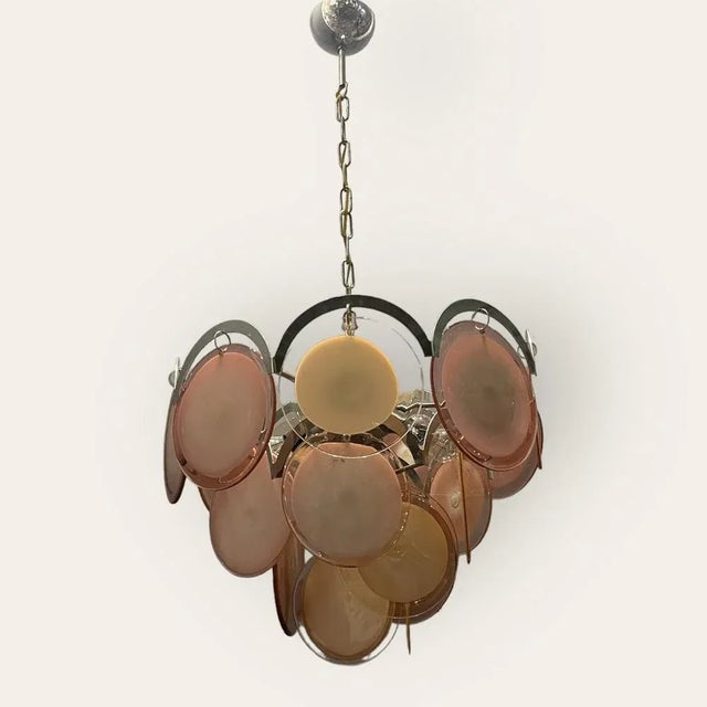 Mid-Century Modern Murano Glass Disc Chandelier, 1970s For Sale - Image 3 of 11